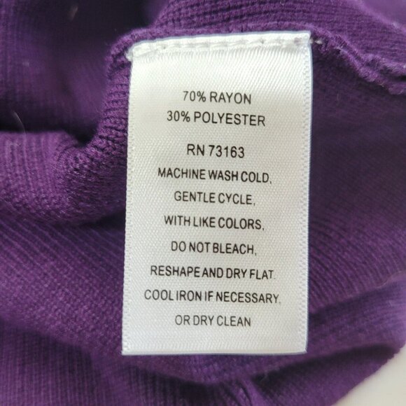 Cable & Gauge Sweater Women L Purple Off- Shoulder Wide Collar Scalloped Hem New - Picture 9 of 13